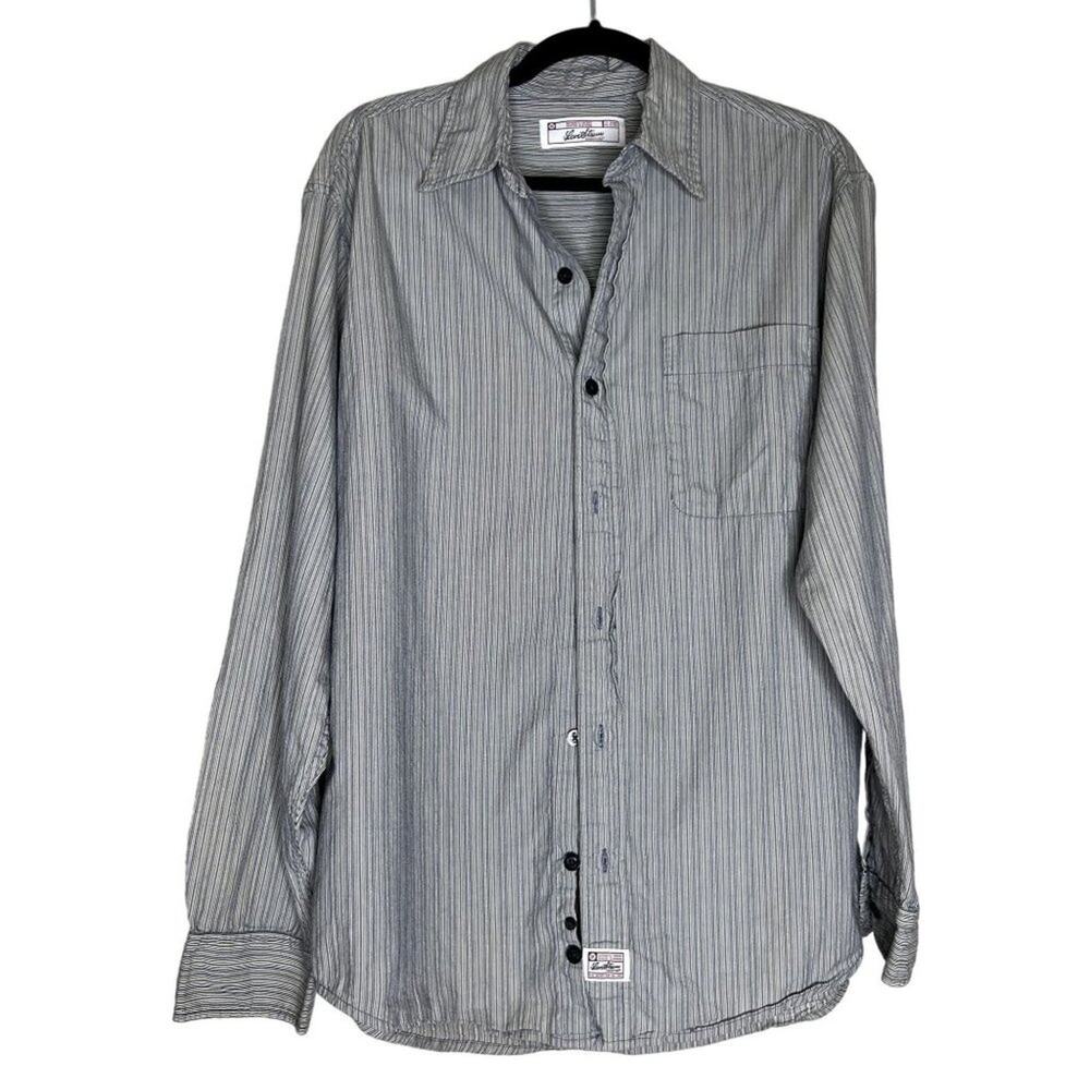 Levi Strauss Shirt Mens Medium Black White Striped Long Sleeve Classic Button-Up